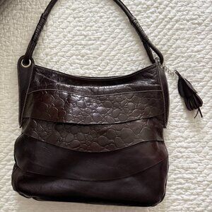 **Monsac Brown Leather Shoulder Bag**